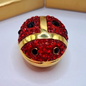Vintage Rucinni Tiny Ladybug Trinket Box